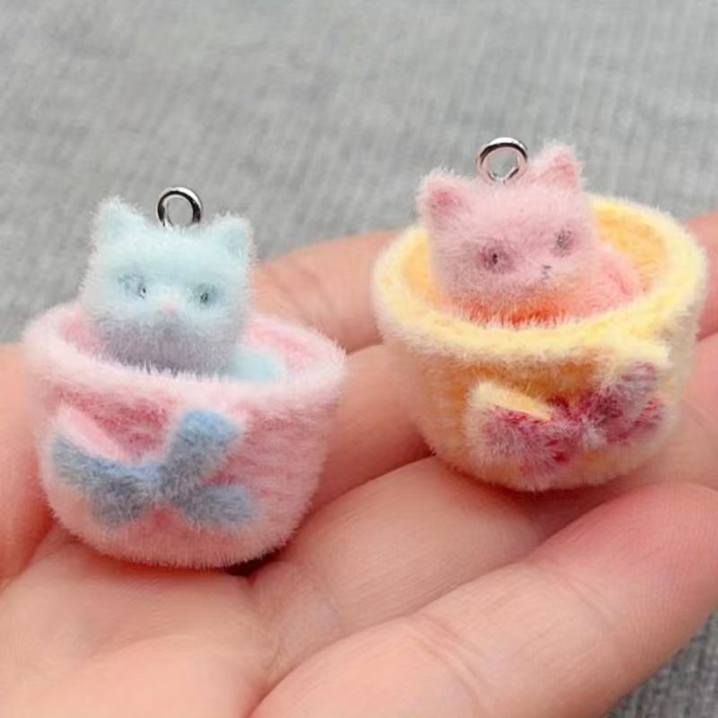 Resin Art Hanging - 4 stuks 3D pluche hars kattenhangers,