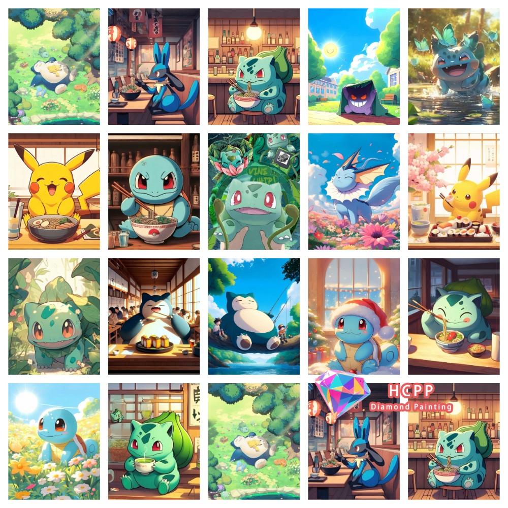 Resin Art Anime - Pikachu Bulbasaur Squirtle Anime Diamond Painting