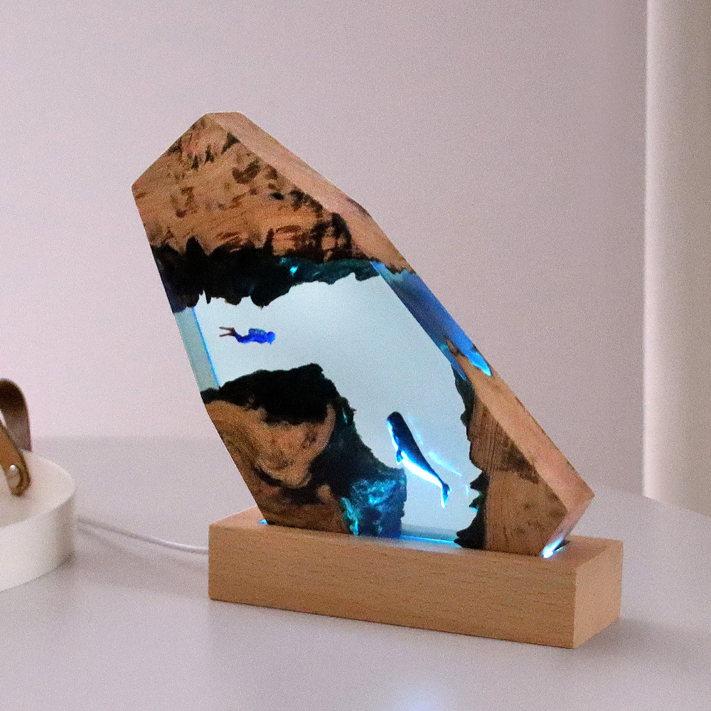 Resin Art For Wedding Gift - Nieuwe onderwatergrot walvis duiker bureaudecoratie massief