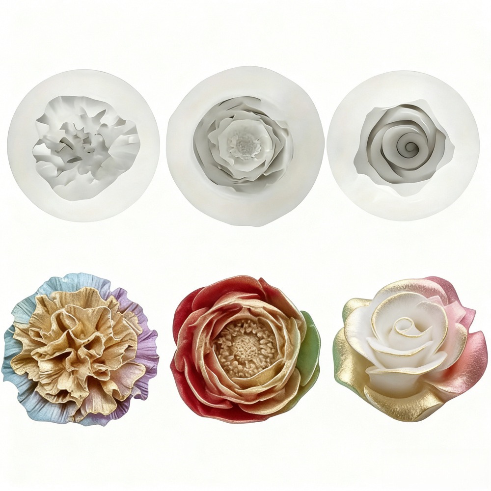 Resin Art For Wedding Gift - 3-delige siliconenvormen voor rozen, pioenrozen en