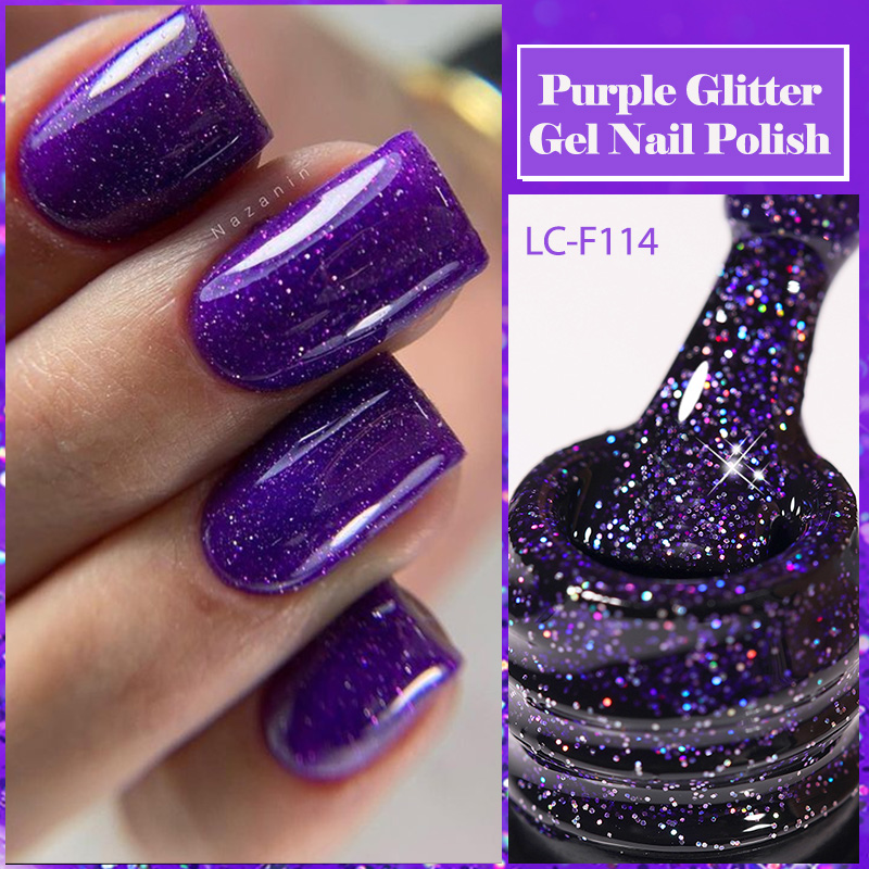 Resin Art Purple - LILYCUTE Paars Glitter Pailletten Gel Nagellak