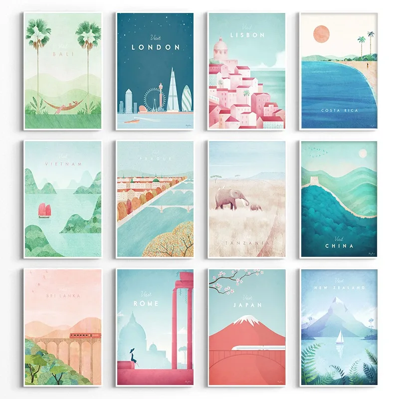 Resin Art New Zealand - Wereld minimalistische reisposters Parijs Rome Lissabon