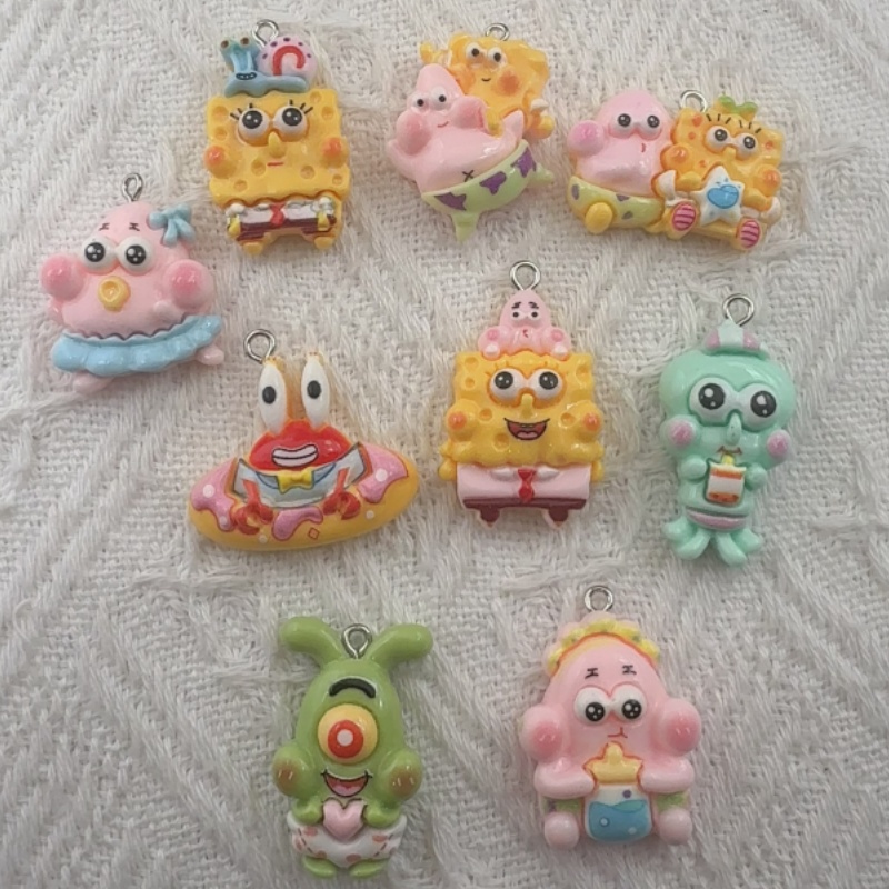 Resin Art Hanging - 10 stuks cartoonhars hangers, DIY sieraden