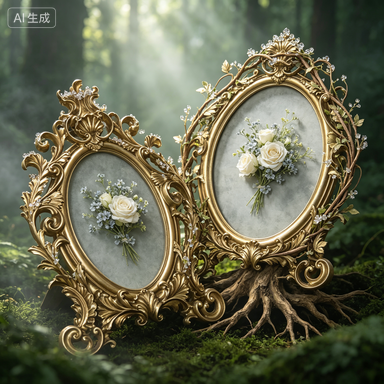 Resin Art For Wedding Gift - Retro gouden ovale hars fotolijst voor
