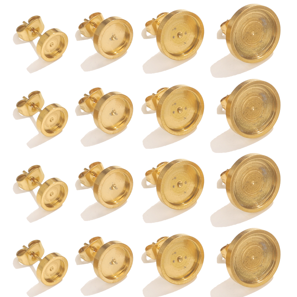 Resin Art Jewellery - 10st roestvrij staal gouden oorbel stud