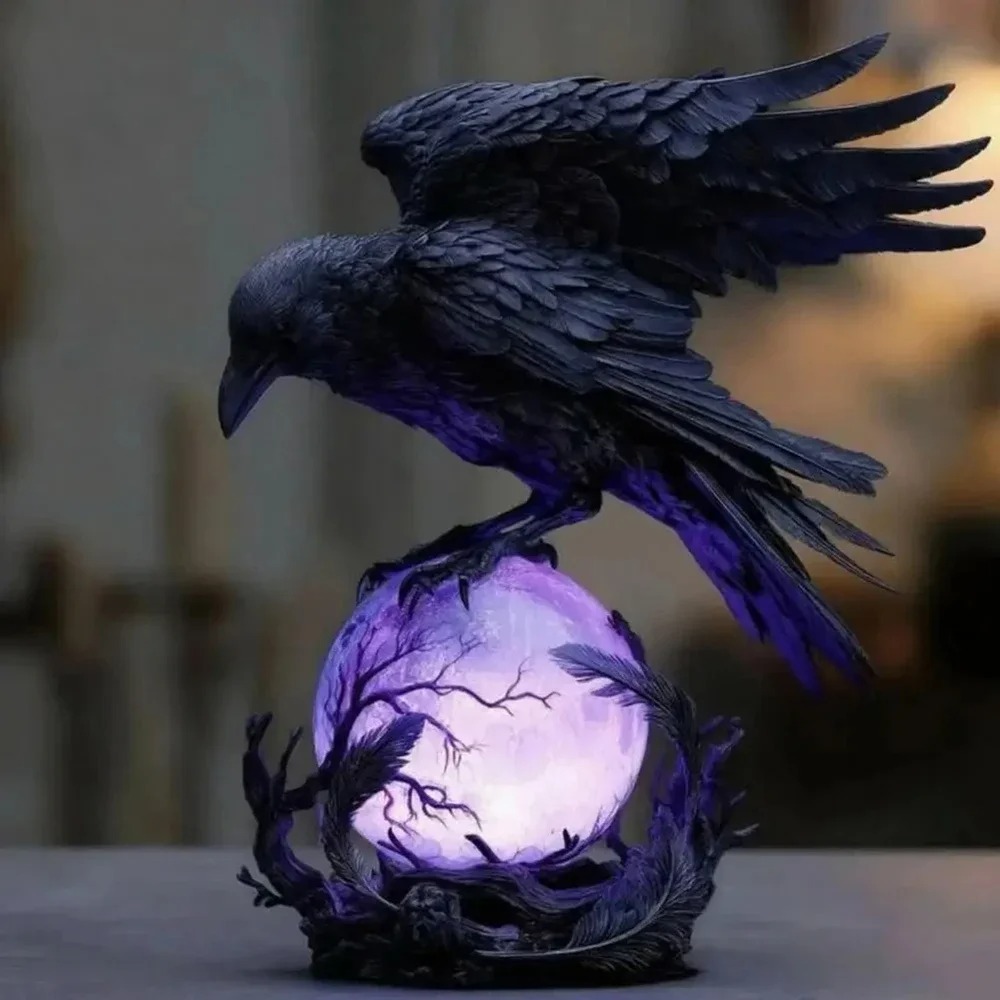 Gotische Raaf LED-lamp Sculptu - Resin Art Purple recensie en prijs